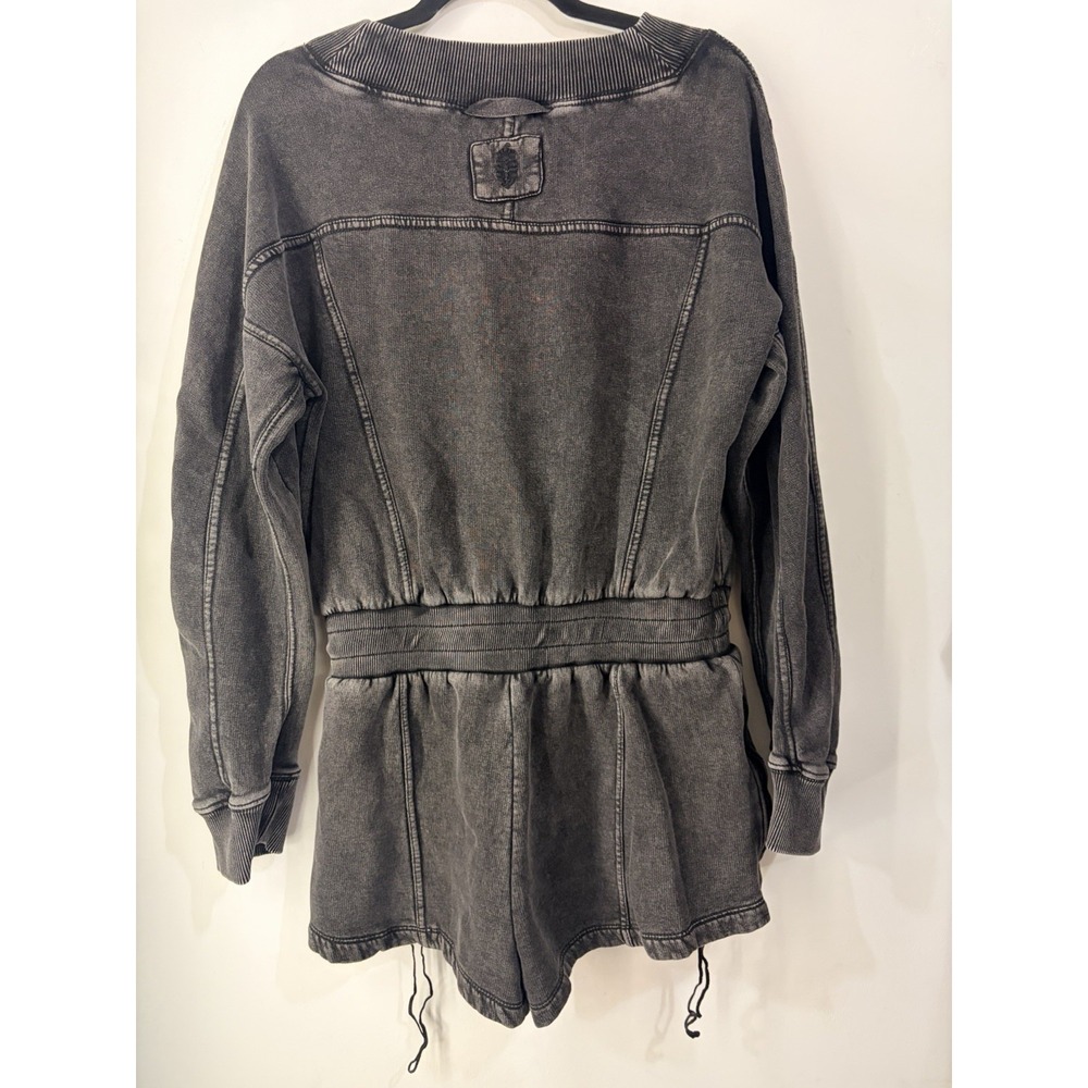 Free People Movement Intercept Sweatshirt Romper Washed Black Medium Oversized - Picture 4 of 4